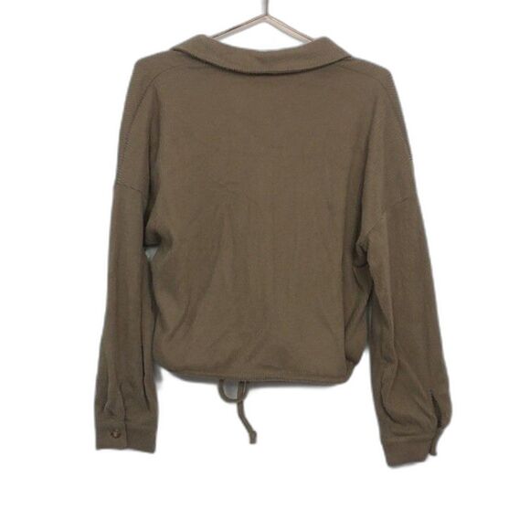 ASOS Truself Corduroy Rib Knit Crop Top 1/4 Button Like New M 22C - Picture 6 of 6